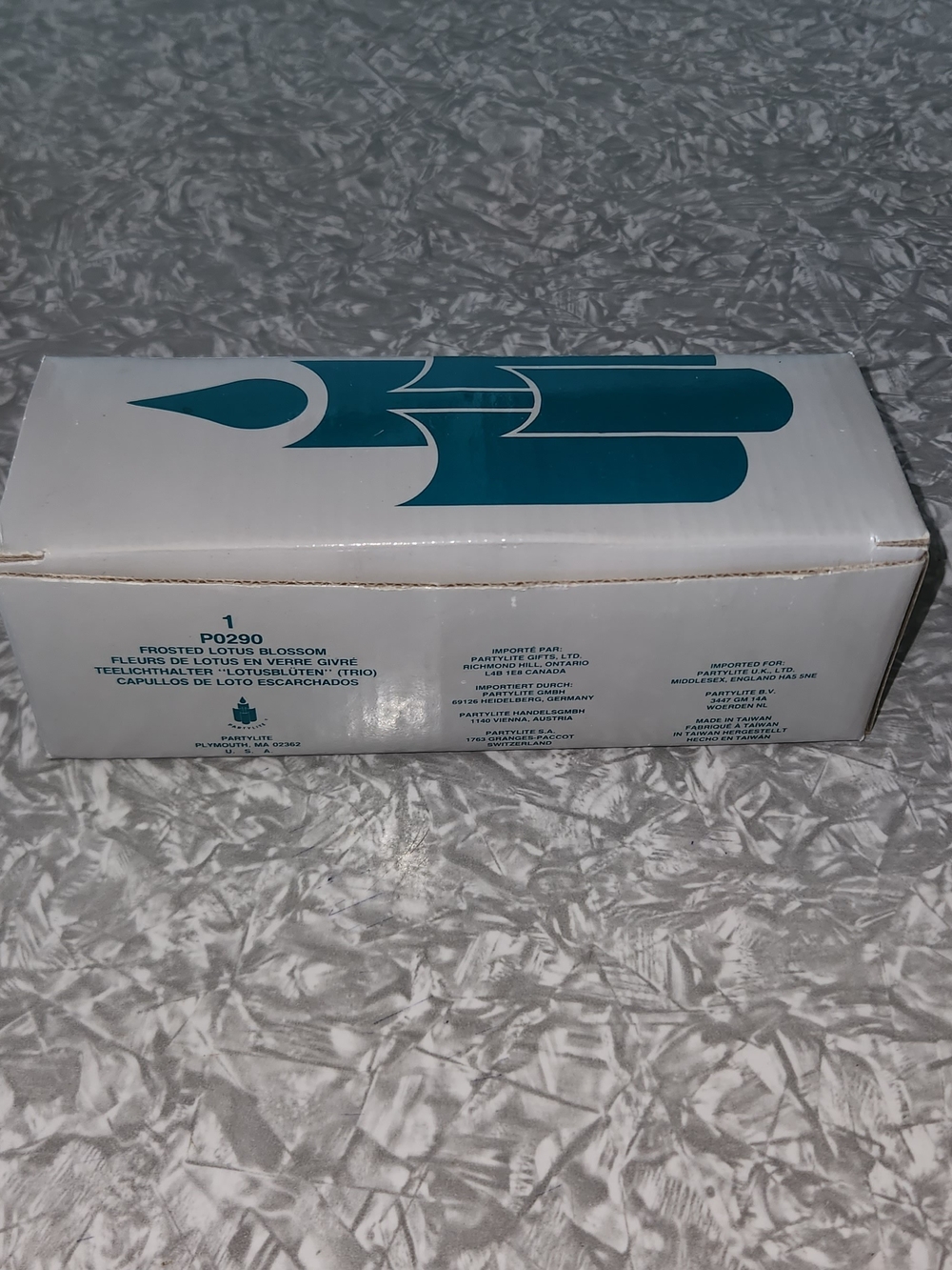 PartyLite Teal Lotus Blossom Boxed Candle Set